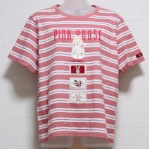 ピンクうさぎボーダーTシャツ