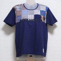 ネイビーパッチワークTシャツ【L】
