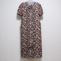 黒花柄縮緬ワンピース