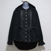 黒ピンタックフード付きブラウス