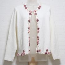オフ白花モチーフカーディガン