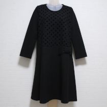 黒ドットカメリアフロッキーニットワンピース【3(9号)】