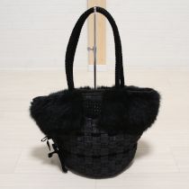 黒ファーリボンメッシュバッグ