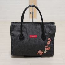 黒デニムイングリッシュローズ刺繍バッグ