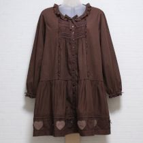 茶ハートパッチローンチュニック