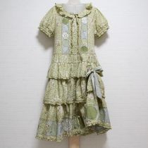 薄荷白つめブーケパッチワークワンピース