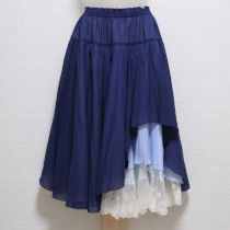 ブルー系レース使いシフォンスカート
