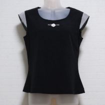 黒カメリア刺繍パイルカットソー【L】
