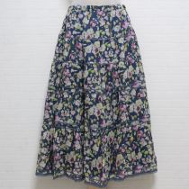 ブルー系花柄シルクシフォンスカート【9号】