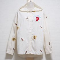 生成バンダナうさぎ刺繍フード付きブラウス