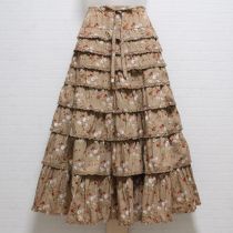 ベージュ系小花柄段々スカート