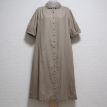 ベージュコットンリネンシャツワンピース