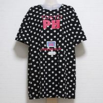 黒水玉ロゴビッグTシャツ缶バッジ付き