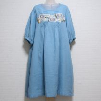 水色ネームワッペン使いダブルガーゼワンピース