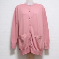 ピンクロゴリボン付きカーディガン