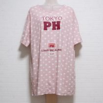 ピンク水玉ロゴビッグTシャツ