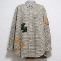 薄荷系ワッペン付ネルシャツ【L】