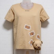 ベージュ顔くま付きTシャツ【M】
