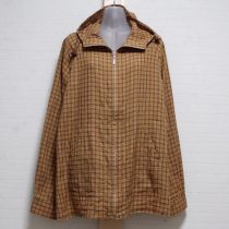 ベージュ系チェックワールドロゴパーカー【L】