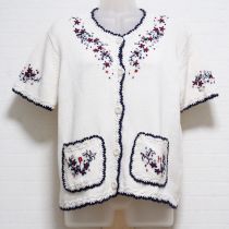 生成花刺繍ニットカーディガン