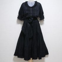 黒レース使いローンワンピースサッシュ付き