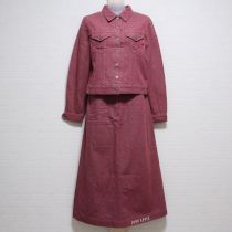 ピンク系リボンチャームデニムスーツ【M】