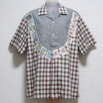 グリーン系トロピカルパッチチェックシャツ