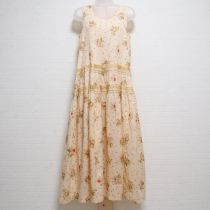 クリームブーケプリントスモッキングワンピース