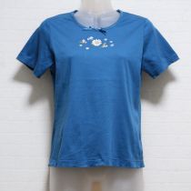 ブルー雛菊刺繍カットソー【3(M)】