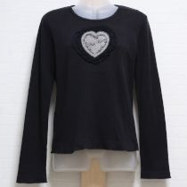 黒ハートチュール長Tシャツ【M】