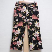 黒花柄ストレッチパンツ【S】