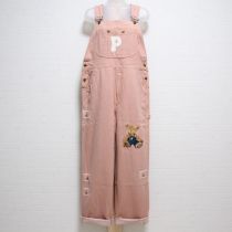 ピンクオーバーオールくま刺繍オーバーオール