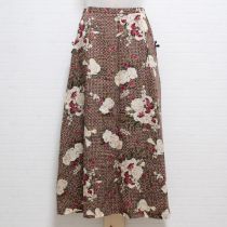 茶系チェックブーケスカート