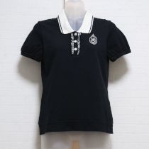 黒エンブレム刺繍フリルポロシャツ【M】