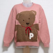ピンクくま編み込みセーター