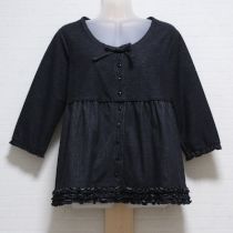 黒フリル使いカットソーカーディガン
