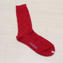 赤透かし編みソックス