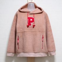 ピンク【P】ワッペンフード付きフリース