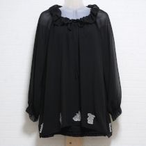 黒うさぎ刺繍シフォンチュニックセット