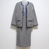 黒系千鳥格子トリミングスーツ