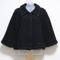 黒ピコフリル使いニットジャケット