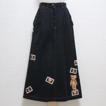 黒くま刺繍ワッペンカーゴスカート【L】
