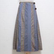 ブルー×ベージュ系チェック巻スカート