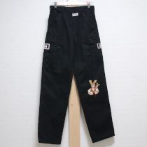 黒うさぎ刺繍カーゴパンツ【M】