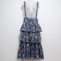 ブルー薔薇柄段々吊スカート