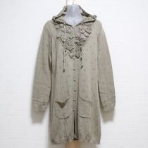 カーキ系クロッシェ使いロングカーディガン