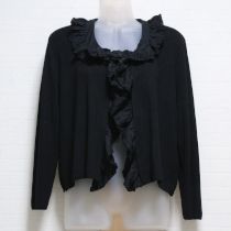 黒フリル使いニットカーディガン