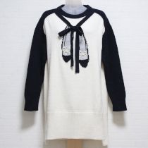 生成×ネイビーシューズ柄ニットチュニック【4(11号)】