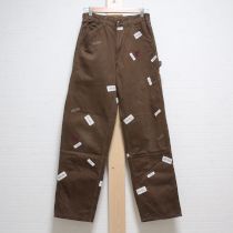 茶ロゴパッチ裾ギンガムパンツ