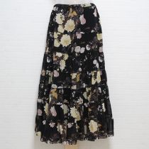 黒オータムフラワー切替えスカート【S】
